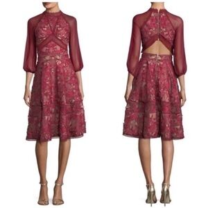 Marchesa Notte Guipure Cocktail Dress